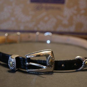 Brighton Women's Black and Silver Leather Belt